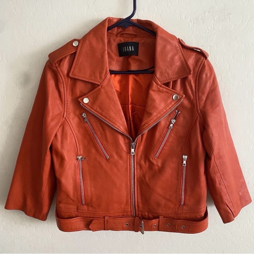 Ibana Kate Miss Orange Leather Jacket Size 40
